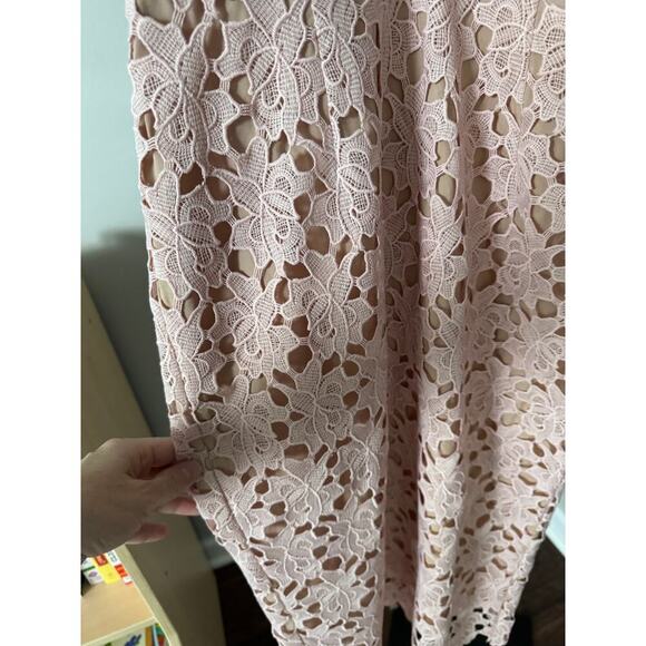 Sau Lee Womens Lace Knit Pink V Neck Midi Dress - Picture 3 of 4